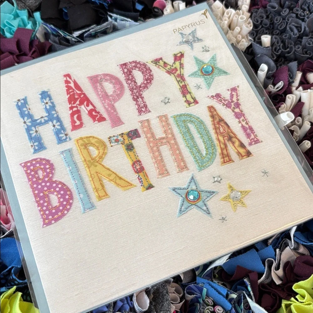 🆕Papyrus Fabric Embroidered Birthday Greeting Card
